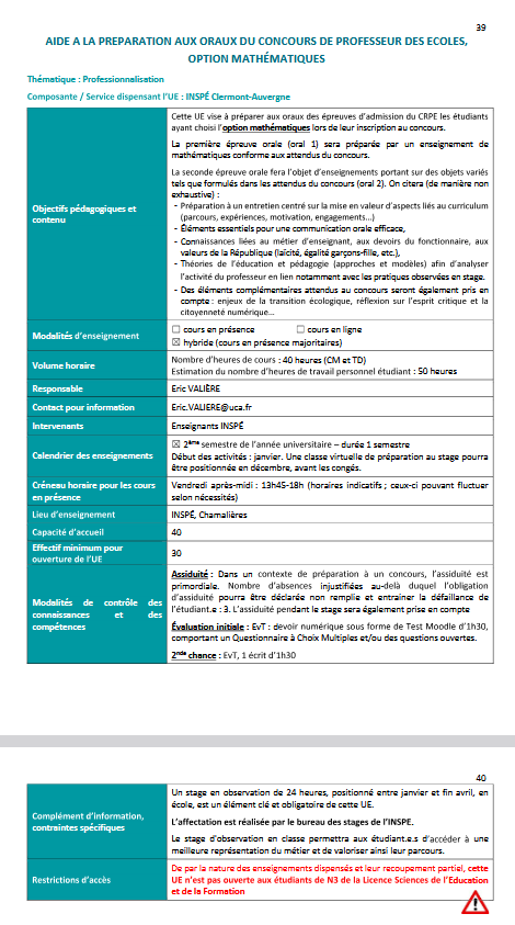 UE prépa option math